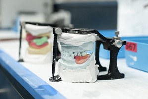 Wax dentures being made