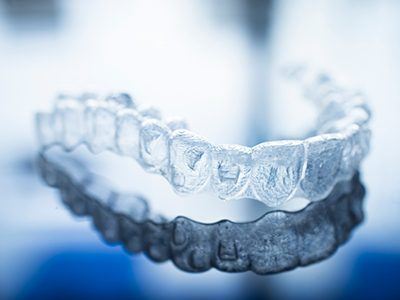 Close up of Invisalign clear aligner